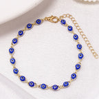 Blue Evil Eye Bohemian-Style Bracelet in Gold