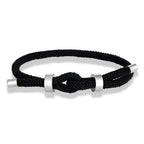 Modern braided cord bracelet with black knot