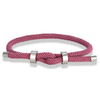 Modern braided cord bracelet with pink knot