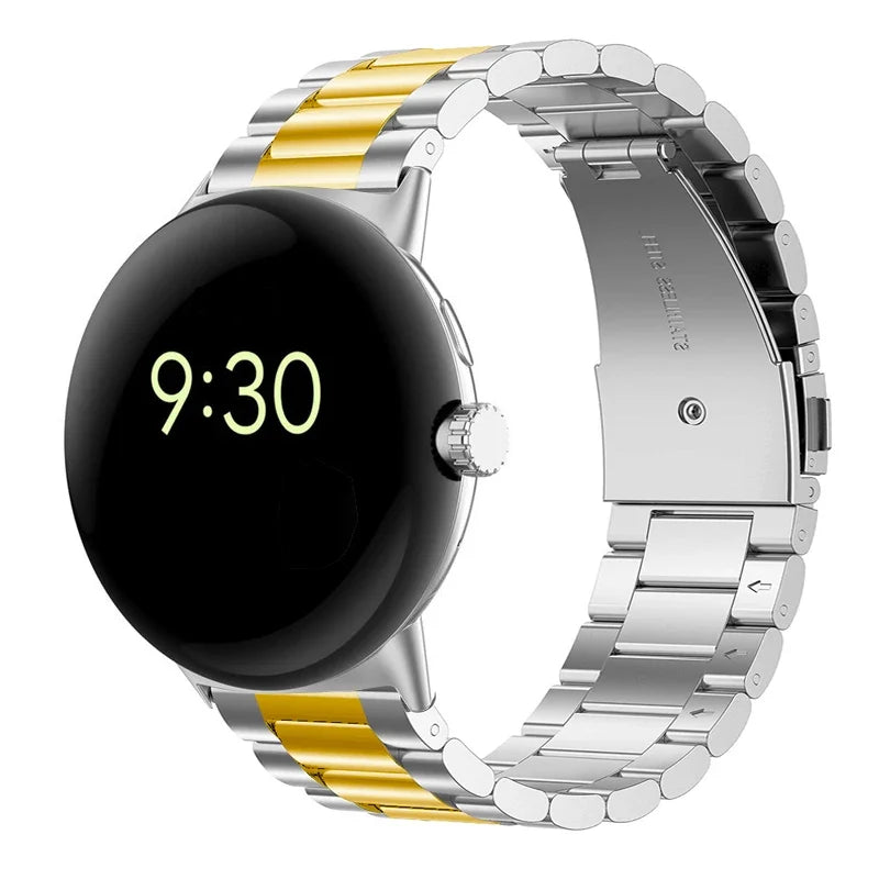 Hardened Steel Watch Band for Google Pixel Watch 1 & 2 silver gold