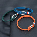 Nautical braided rope bracelet with knot for men or women orange