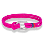Nautical braided rope bracelet with knot for men or women dark pink