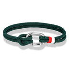 Nautical braided rope bracelet with knot for men or women green