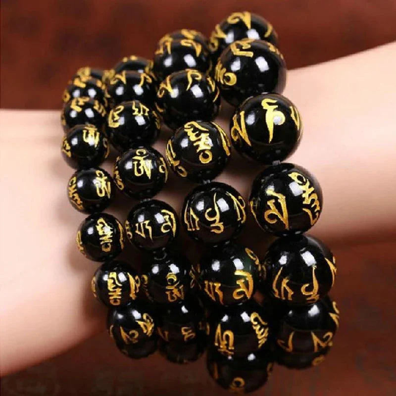 Black Buddhist Amulet Cuban Bracelet