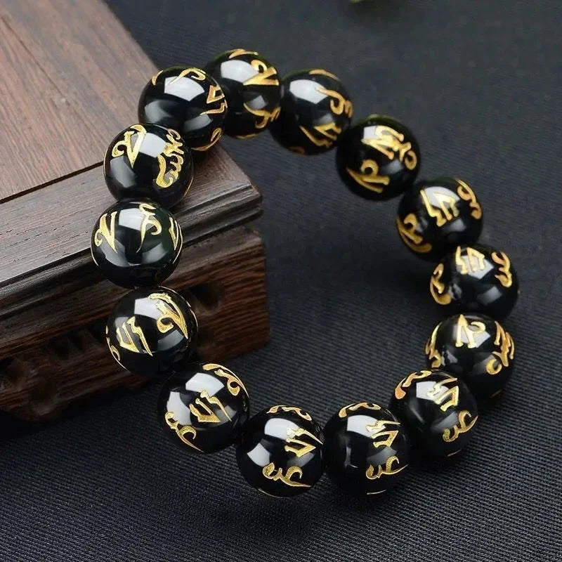 Black Buddhist Amulet Cuban Bracelet