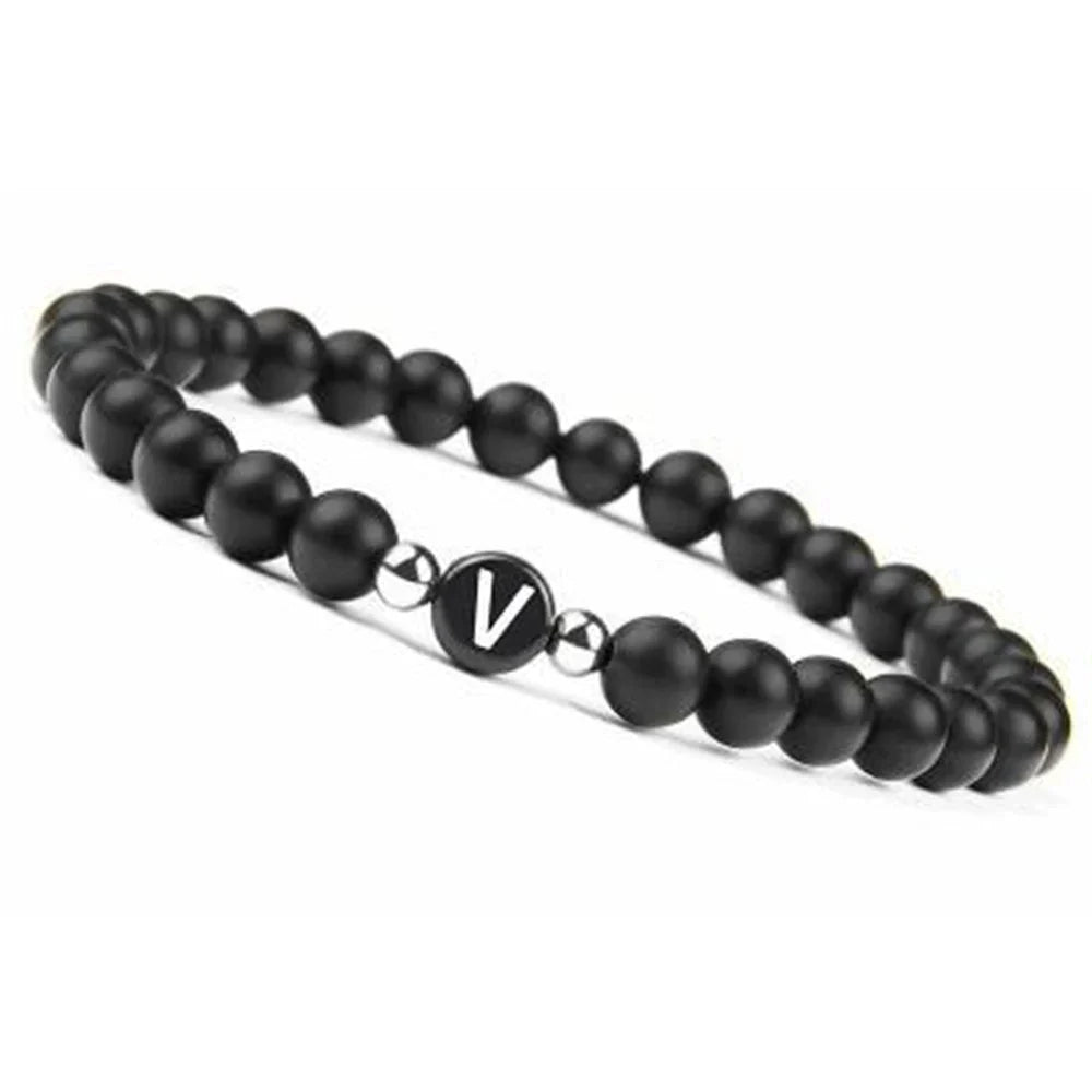 Black initial v bracelet