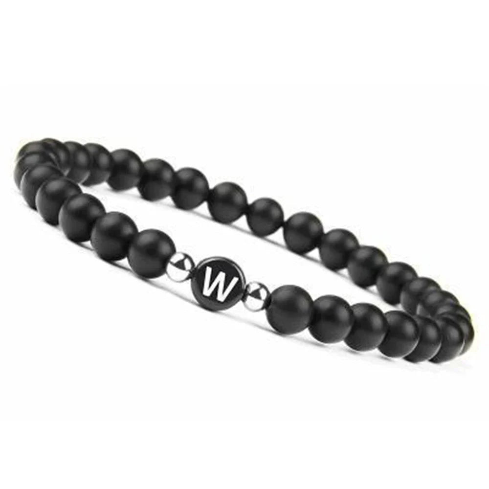 Black initial w bracelet