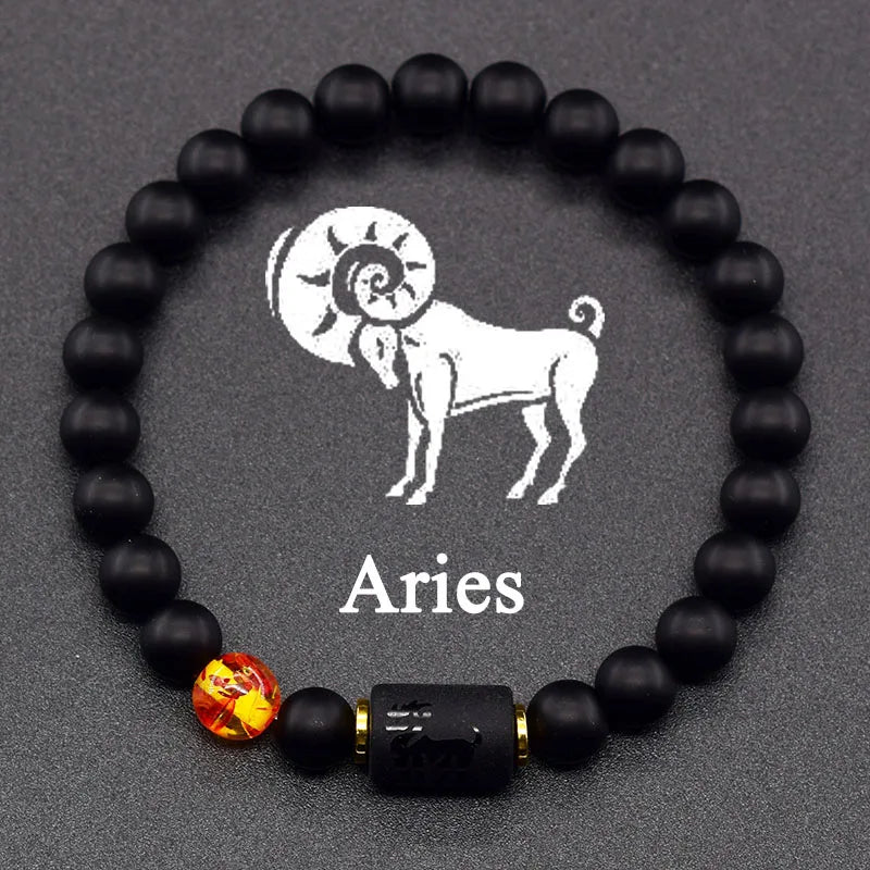 Black Zodiac Sign Bracelet Astro Black 12 Constellations aries