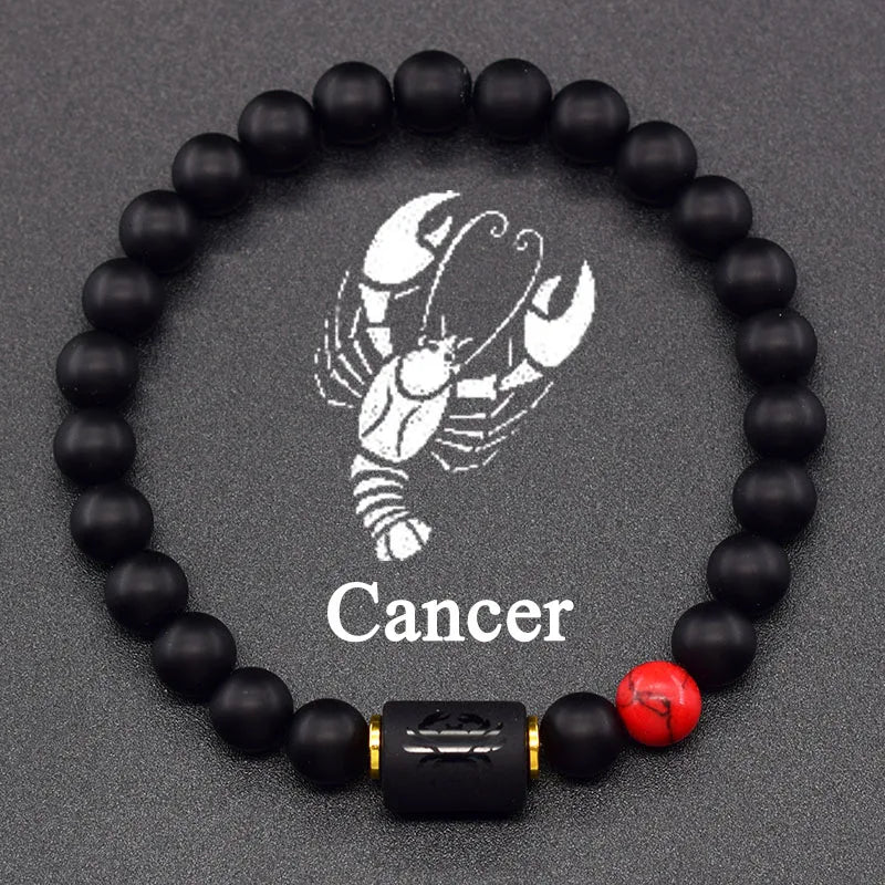 Black Zodiac Sign Bracelet Astro Black 12 Constellations cancer