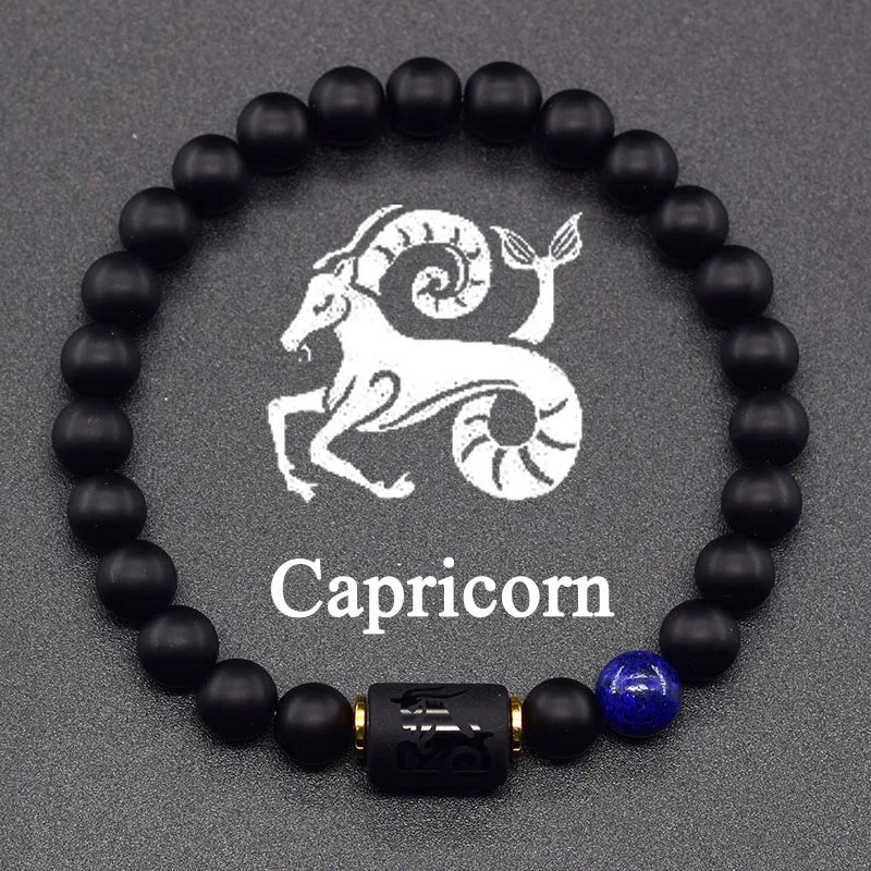 Black Zodiac Sign Bracelet Astro Black 12 Constellations capricorn