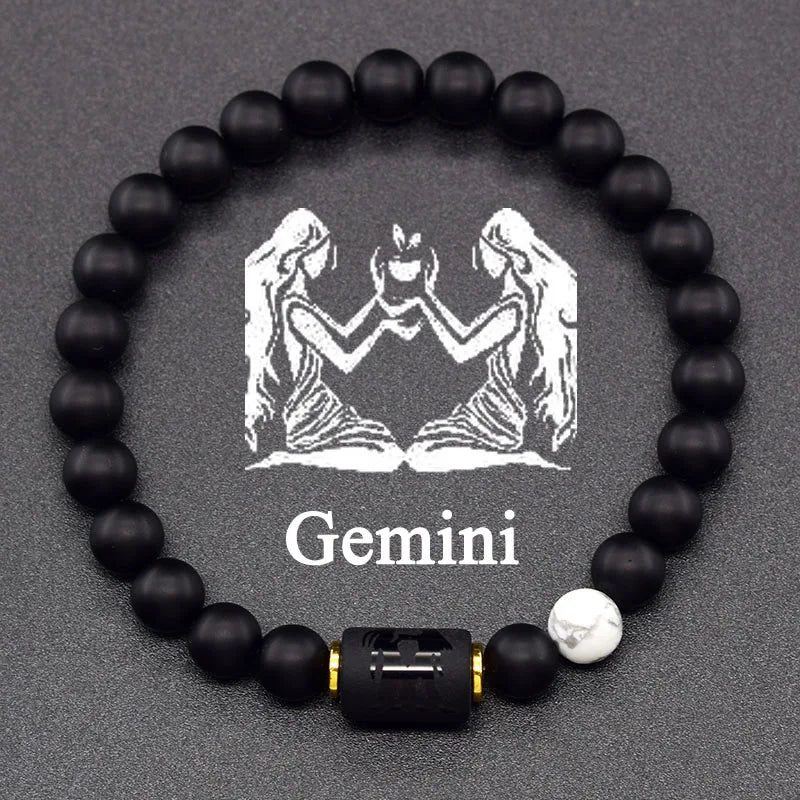 Black Zodiac Sign Bracelet Astro Black 12 Constellations gemini