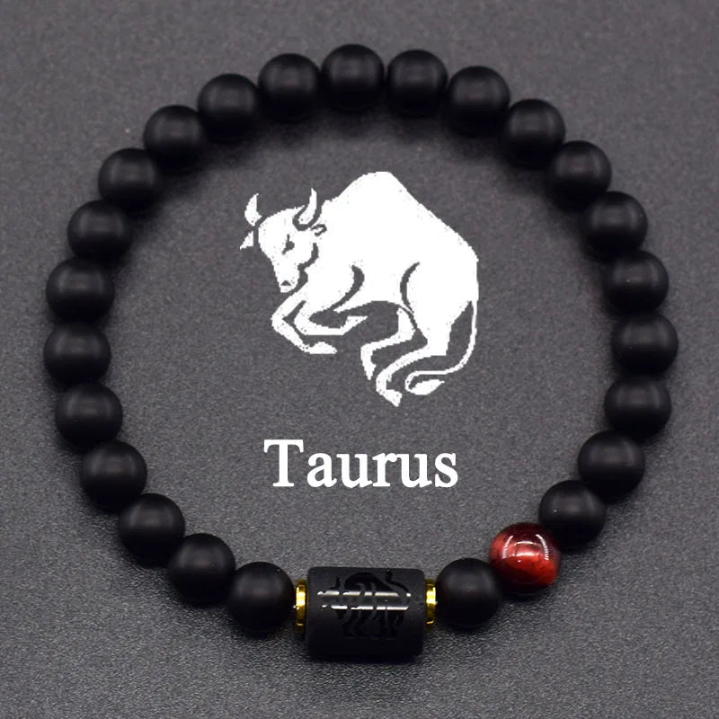 Black Zodiac Sign Bracelet Astro Black 12 Constellations taurus
