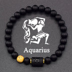 Black Zodiac Sign Bracelet Astro Black 12 Constellations aquarius