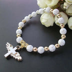 Beaded Bracelet with White Cross