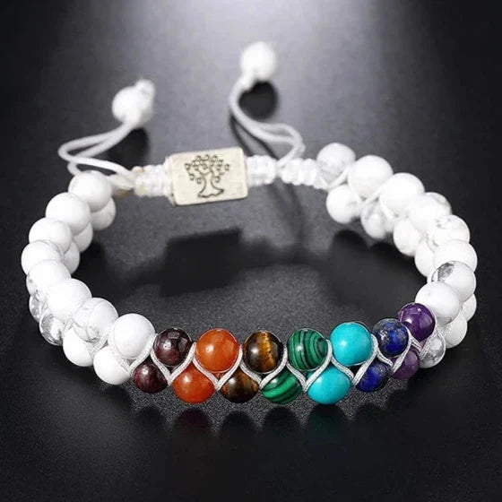 7 Chakras White Stone Bracelet