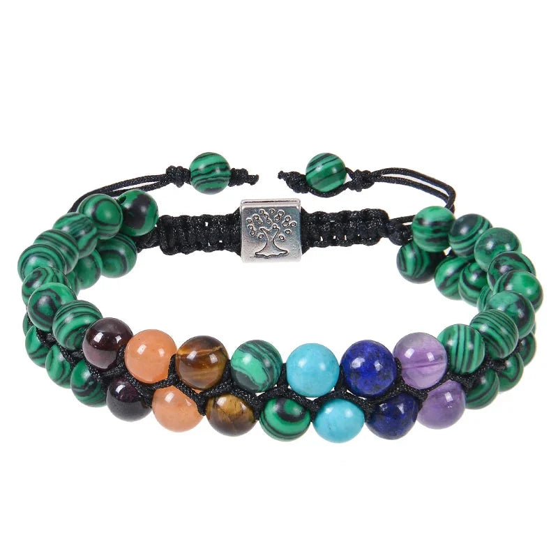 7 Chakras Malachite Stone Bracelet