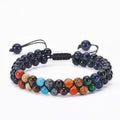 Black 7 Chakras Stone Bracelet