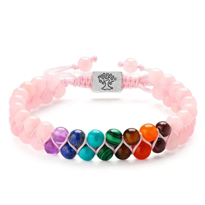 Rose 7 Chakras Stone Bracelet