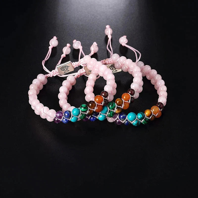 Rose 7 Chakras Stone Bracelet