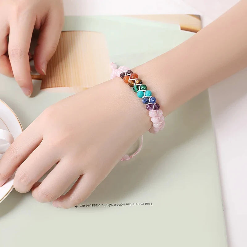 Rose 7 Chakras Stone Bracelet
