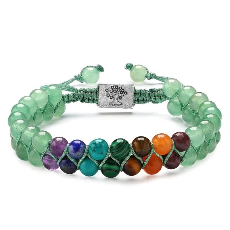 Green 7 Chakras Stone Bracelet