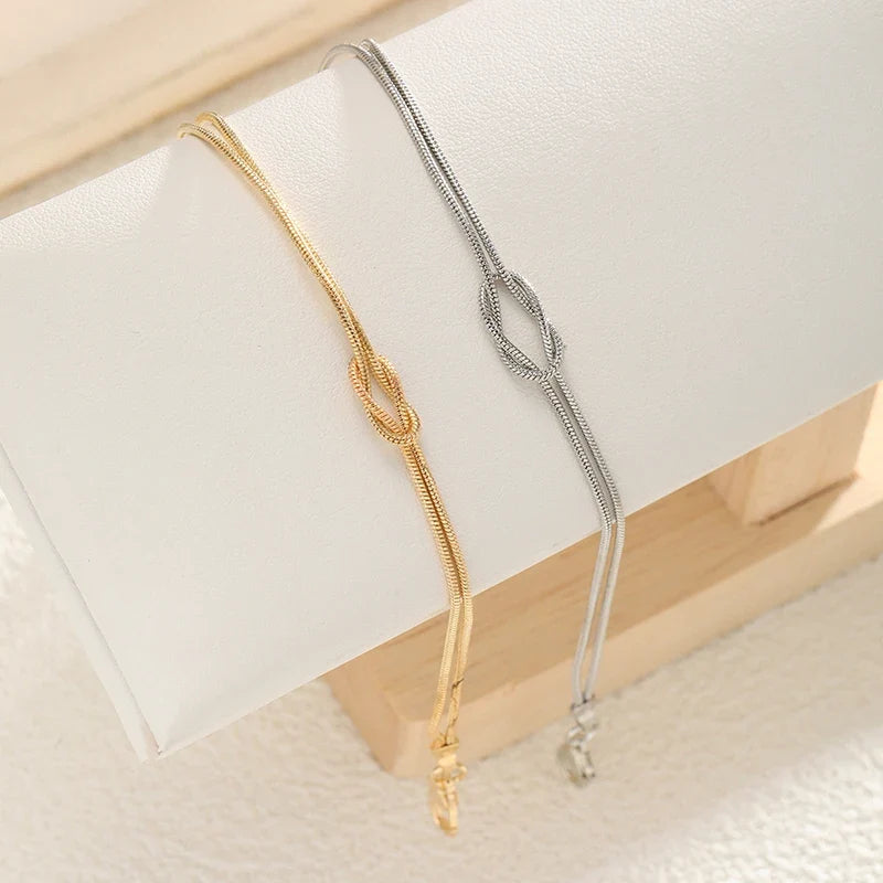 Interlaced Knot Couple Bracelet in Gold and Silver (Set of 2 Bracelets)