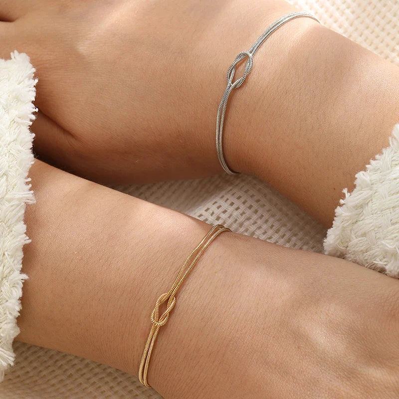 Interlaced Knot Couple Bracelet in Gold and Silver (Set of 2 Bracelets)