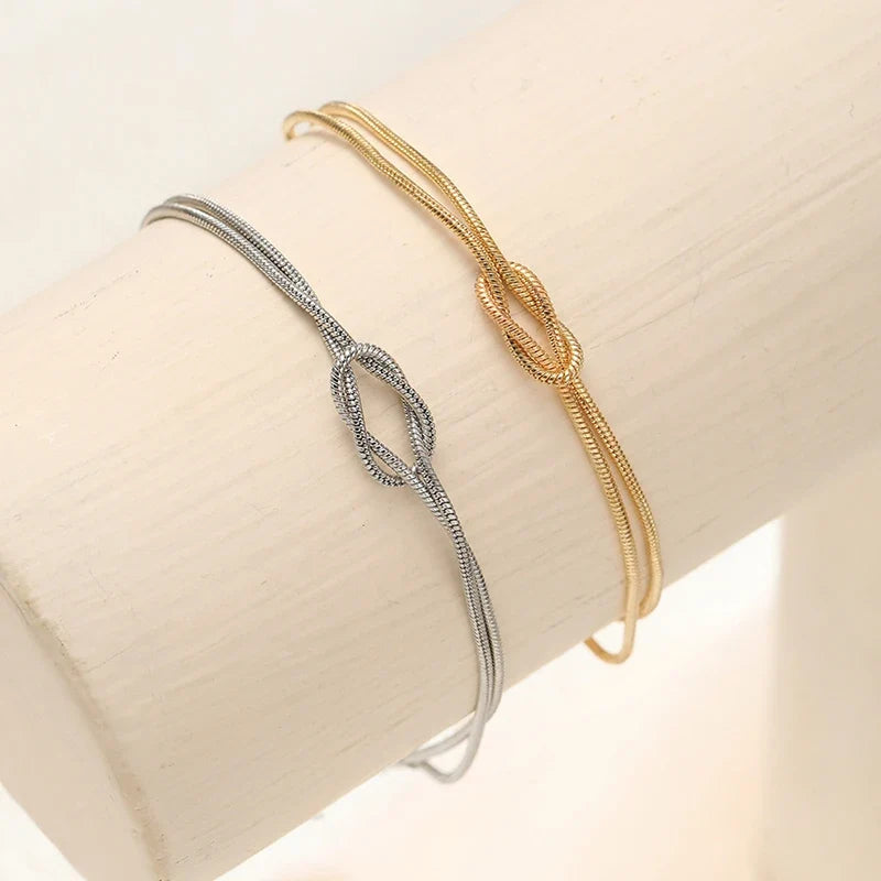 Interlaced Knot Couple Bracelet in Gold and Silver (Set of 2 Bracelets)