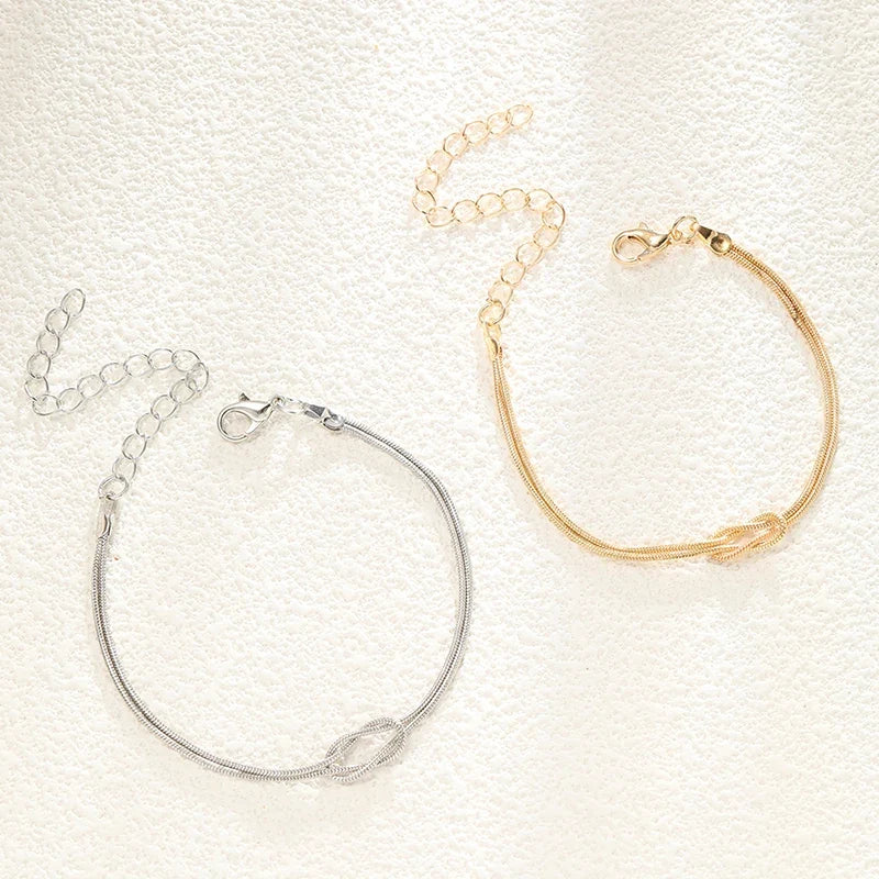 Interlaced Knot Couple Bracelet in Gold and Silver (Set of 2 Bracelets)