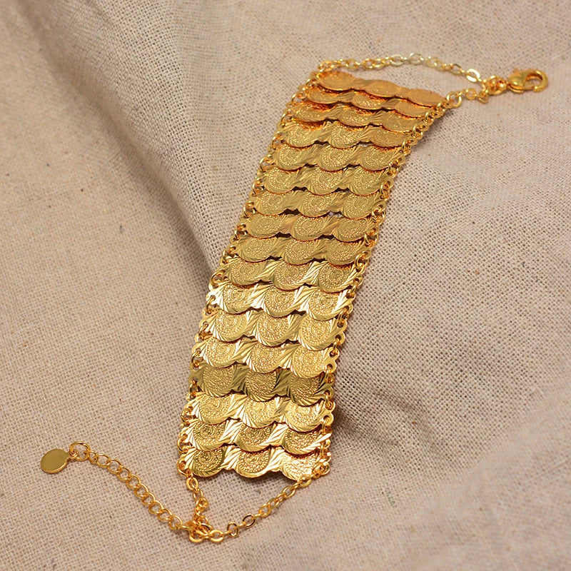 Women's Arabic Muslim Islamic gold triple bracelet