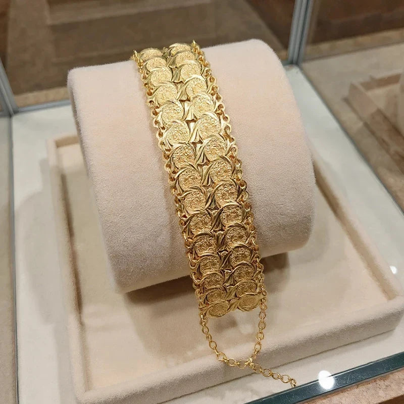 Women's Arabic Muslim Islamic gold double bracelet