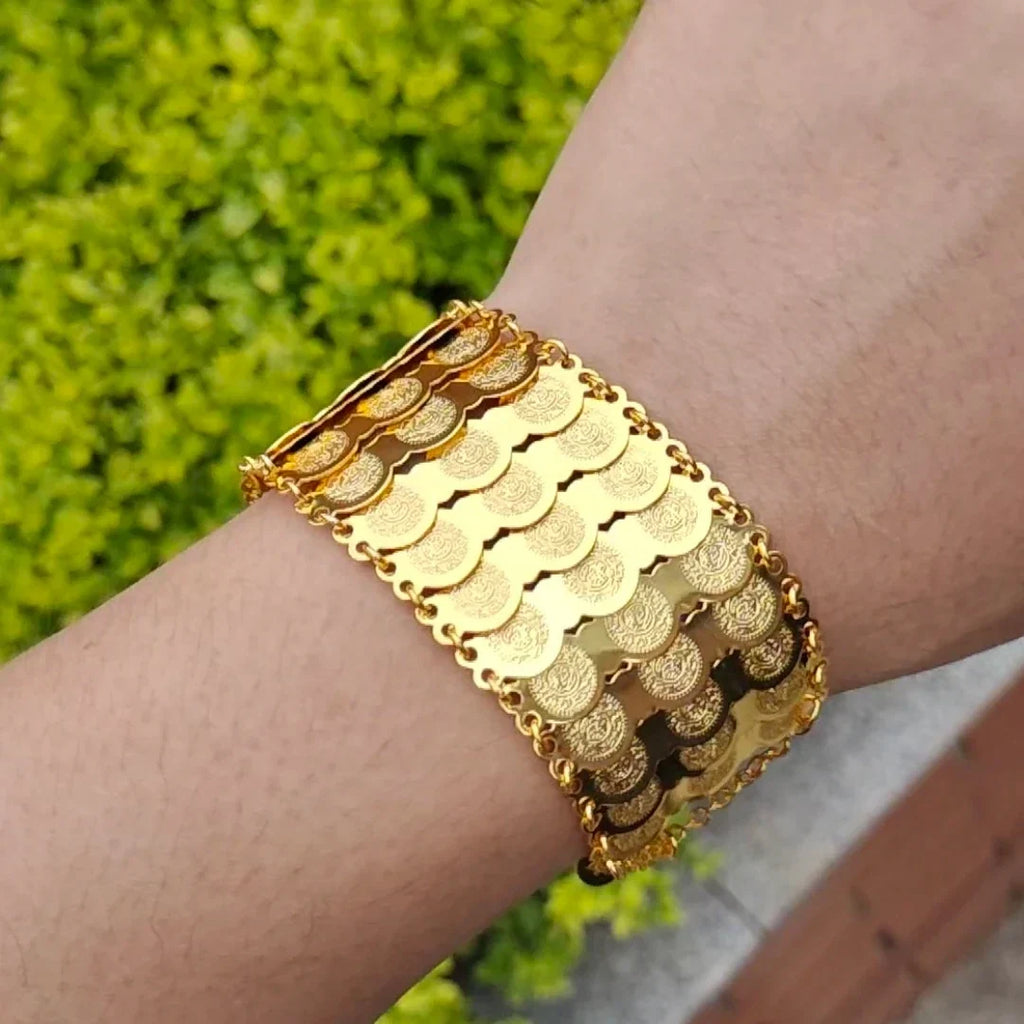 Women's Arabic Muslim Islamic gold triple bracelet