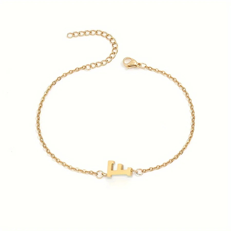 Personalized Bracelet for Women with Gold Initial f