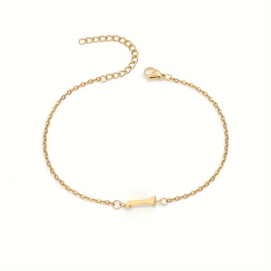 Personalized Bracelet for Women with Gold Initial i