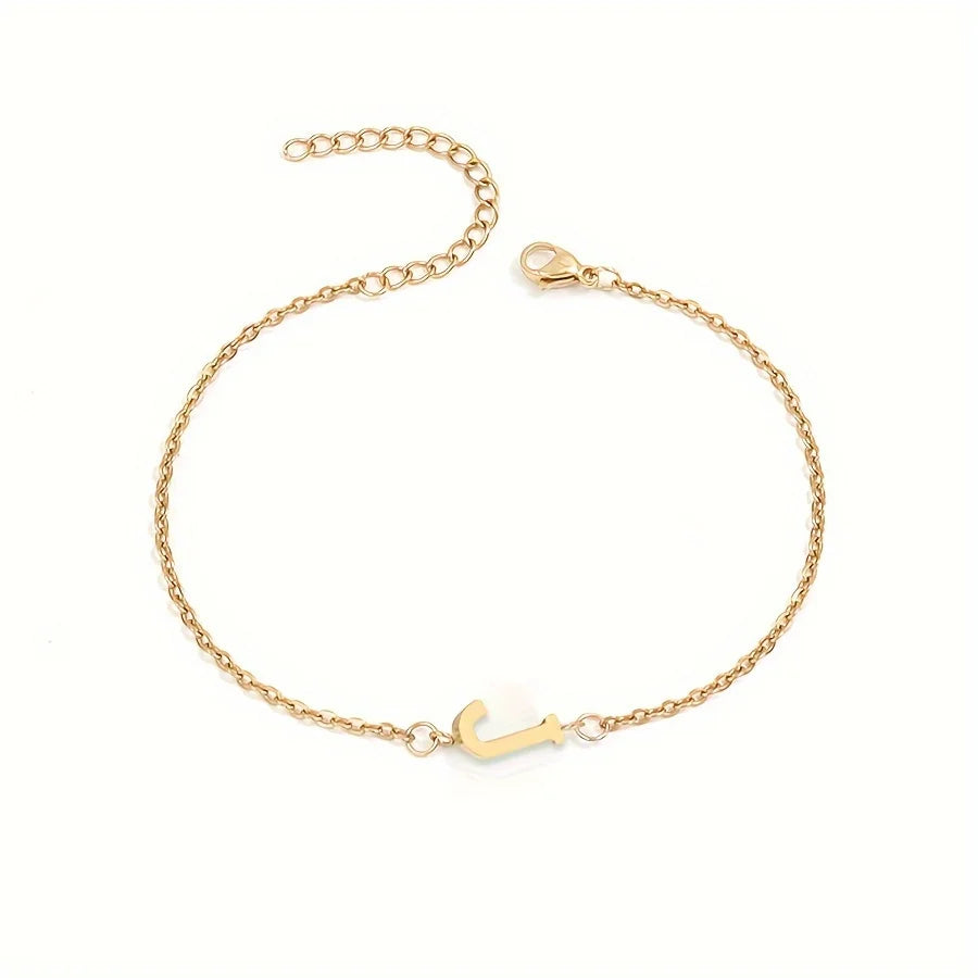 Personalized Bracelet for Women with Gold Initial j