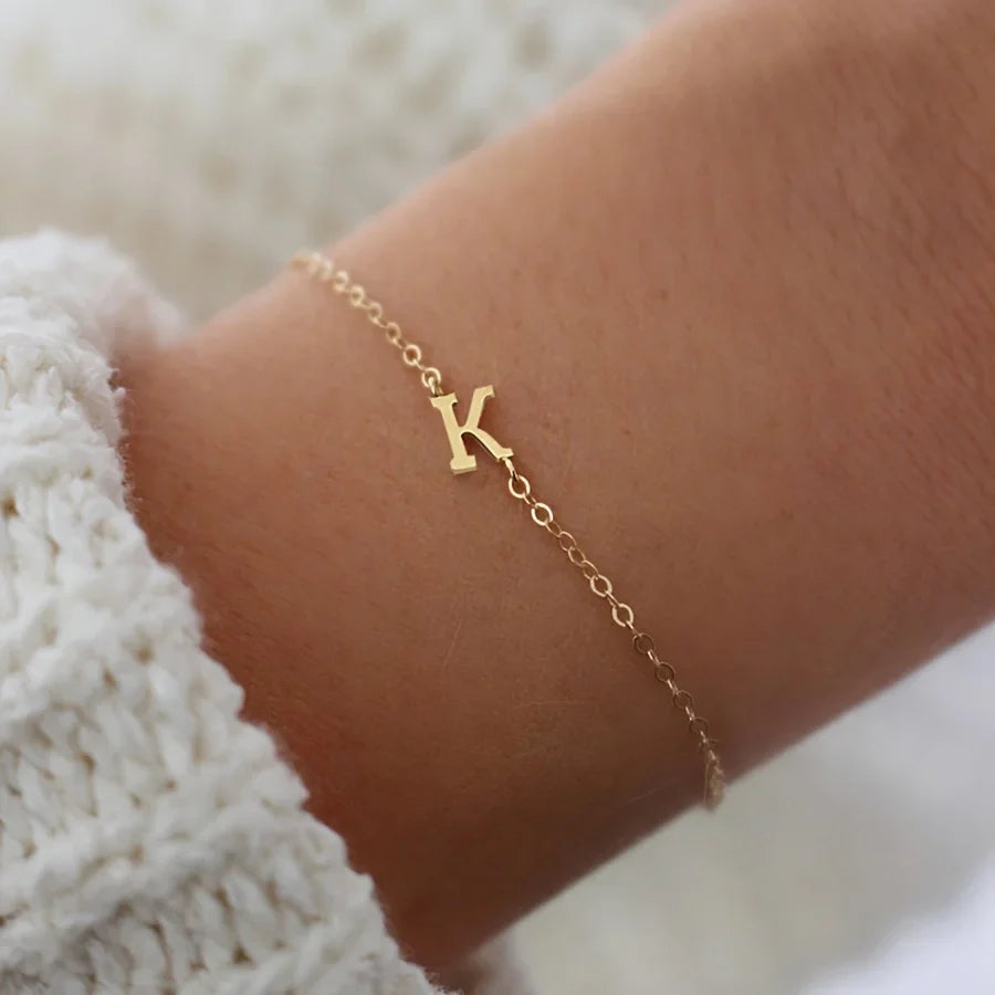 Personalized Bracelet for Women with Gold Initial k