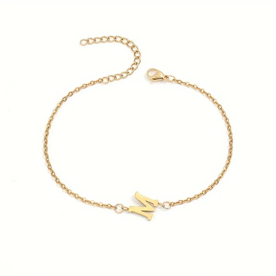 Personalized Bracelet for Women with Gold Initial m