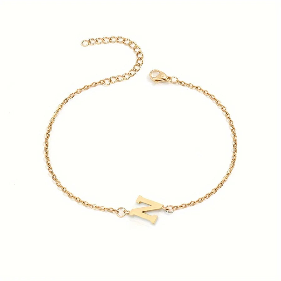 Personalized Bracelet for Women with Gold Initial n