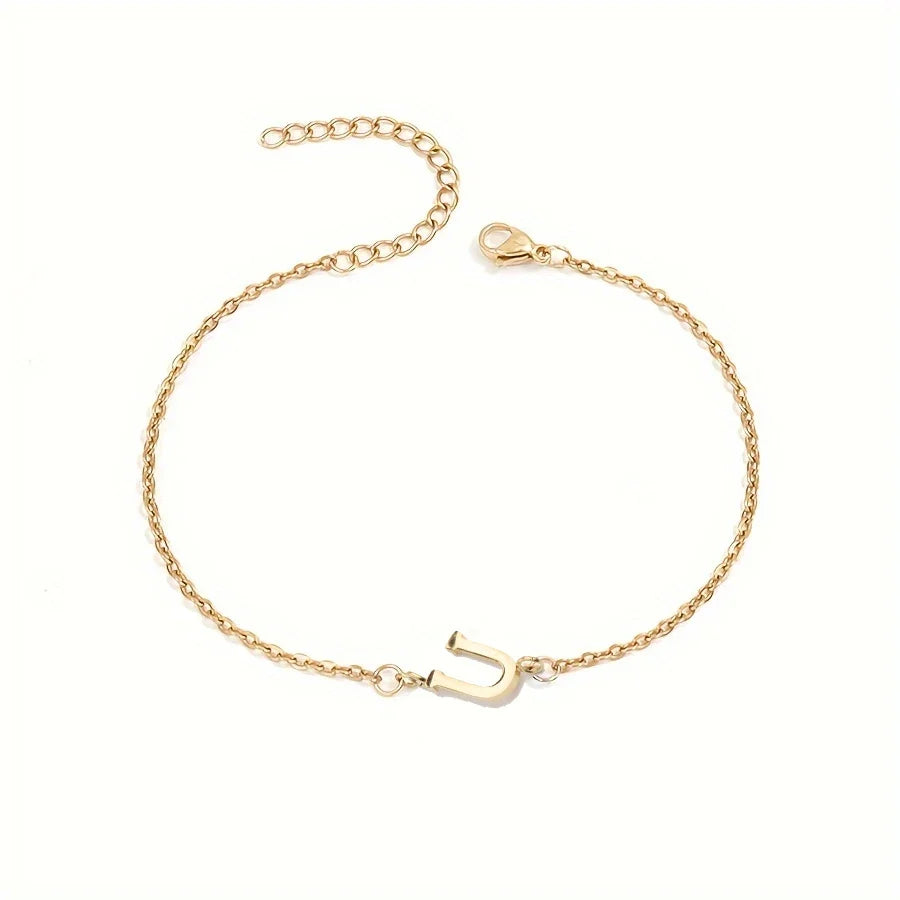 Personalized Bracelet for Women with Gold Initial u