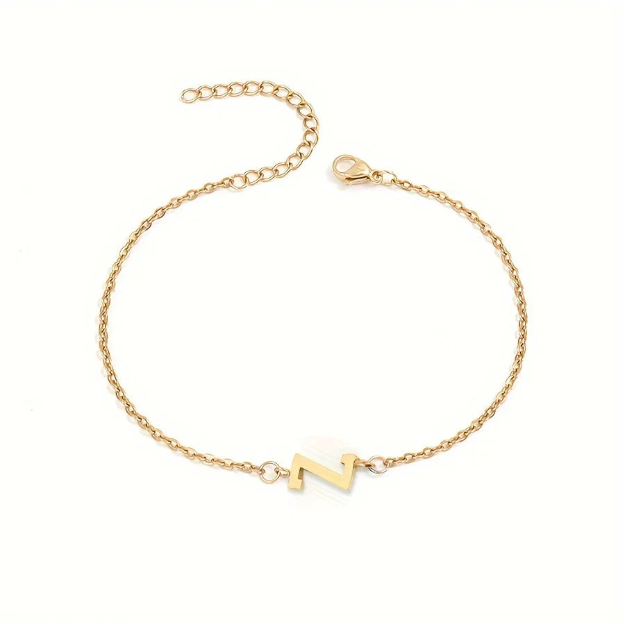 Personalized Bracelet for Women with Gold Initial z
