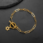 Women's bracelet with Star of David pendant, Jewish symbol, gold