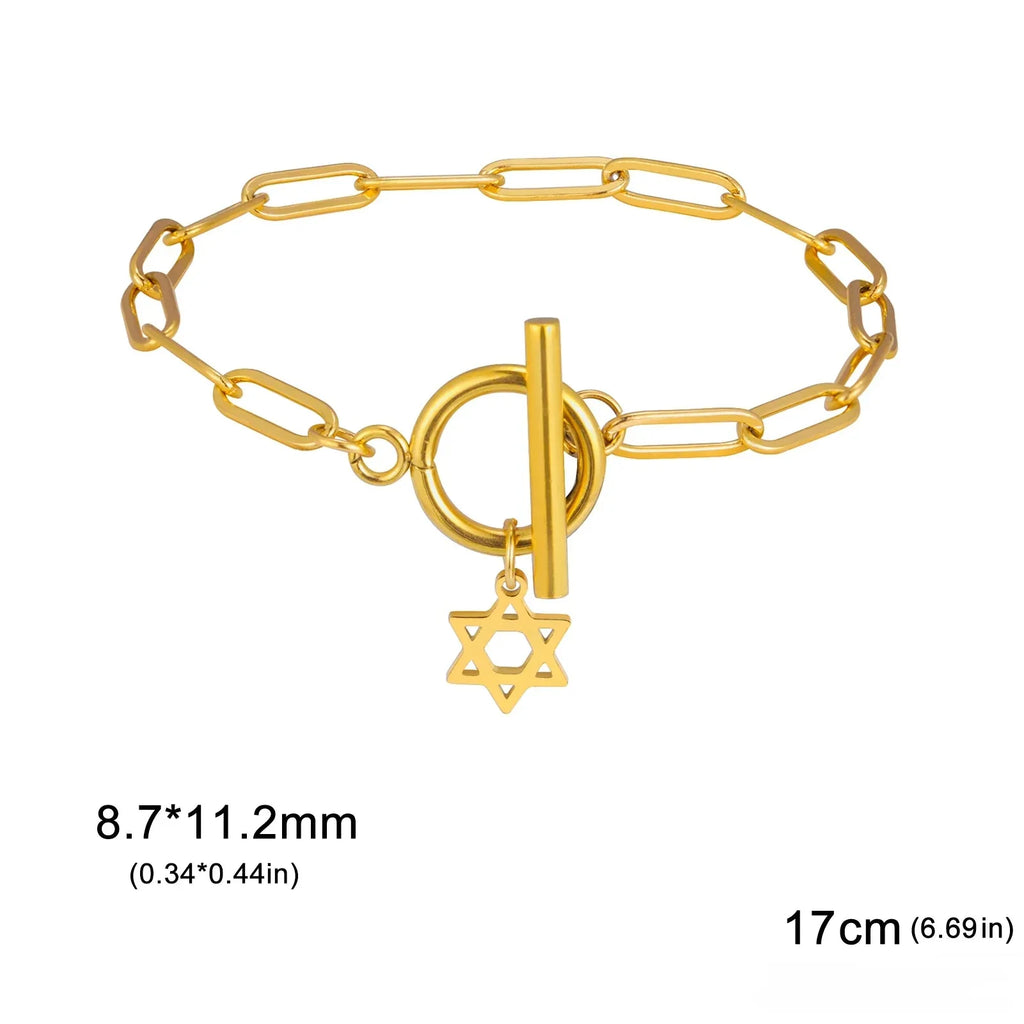 Women's bracelet with Star of David pendant, Jewish symbol, gold