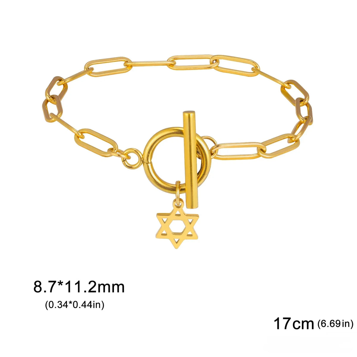 Women's bracelet with Star of David pendant, Jewish symbol, gold