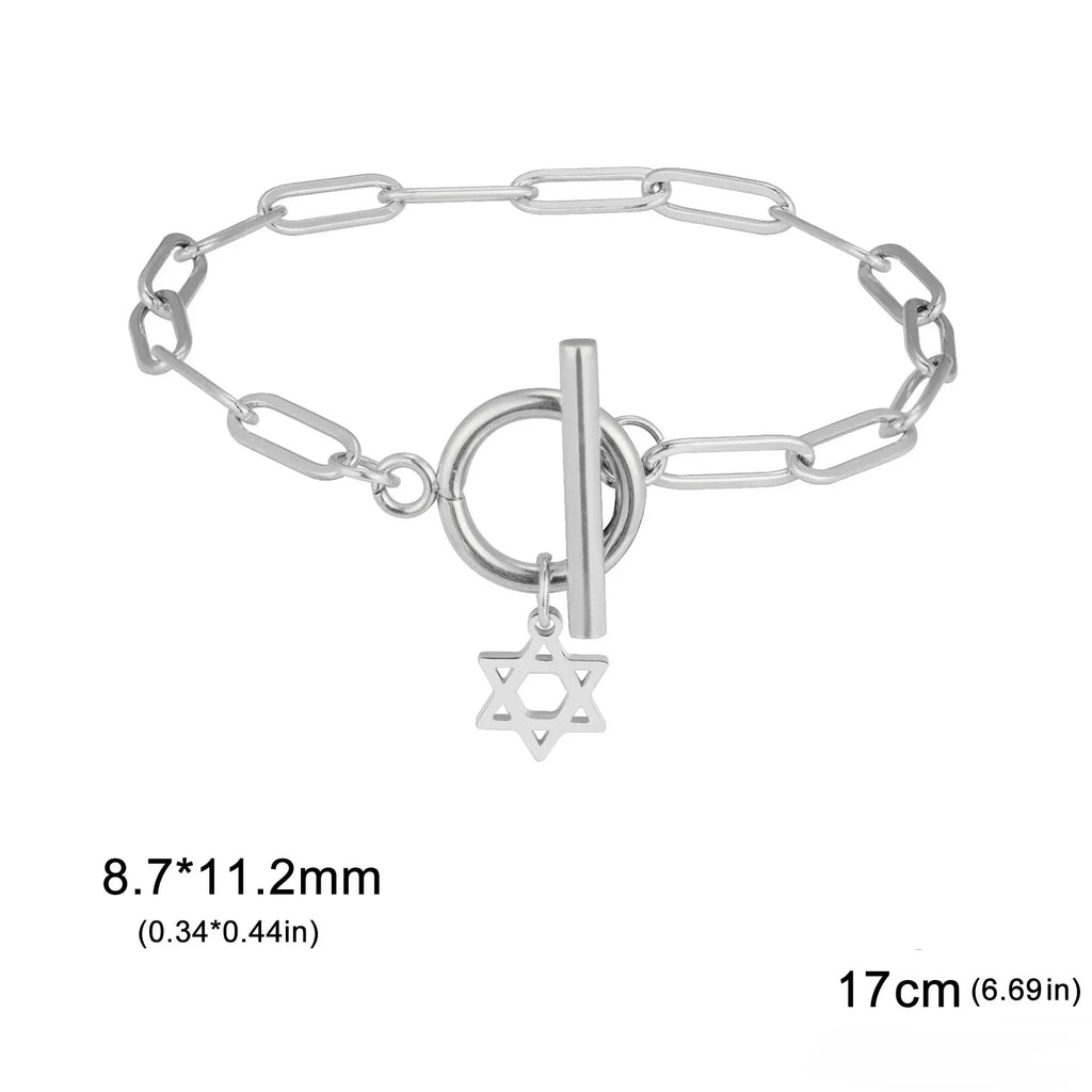 Women's bracelet with Star of David pendant, Jewish symbol, silver