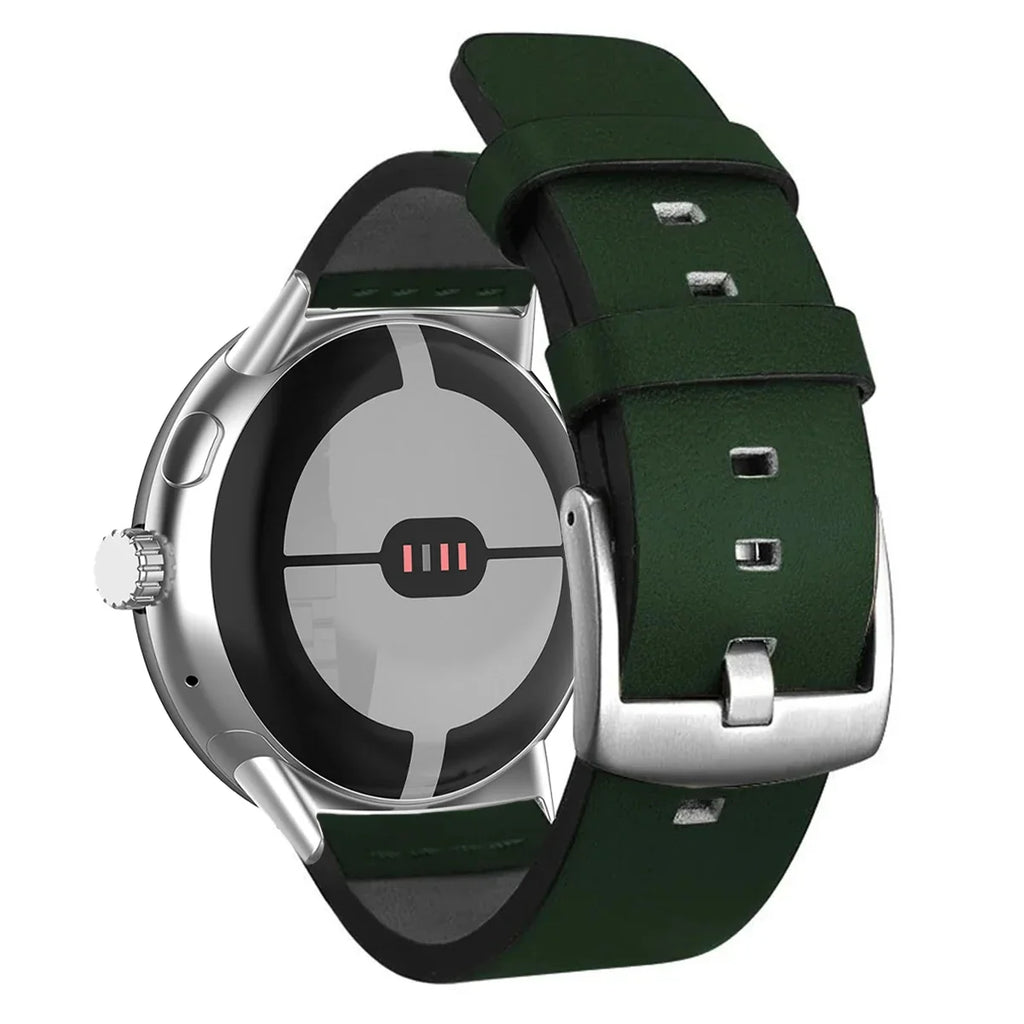 Brown leather band for Google Pixel Watch 1, 2, 3, 41mm 45mm green