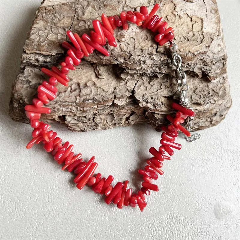 Adjustable red coral bracelet