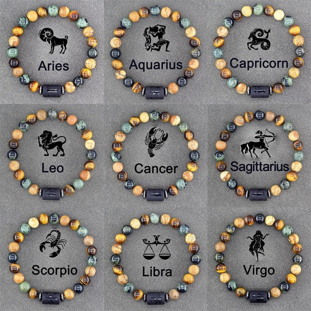 Zodiac Sign Bracelet 12 Constellations ID Bracelet Men Women Astrology