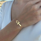 Egyptian Ankh Cross Bracelet in Gold