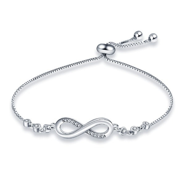 Infinity Symbol Silver Chain Bracelet for Women