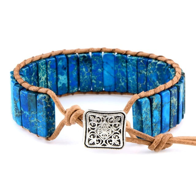 Natural Stone Protection Tibetan Bracelet in sapphire blue